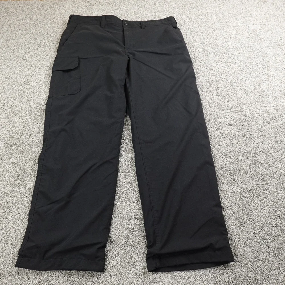 Eddie Bauer Pants Mens 38X30 Black Travex Fleece Lined Cargo Hiking Stretch Warm